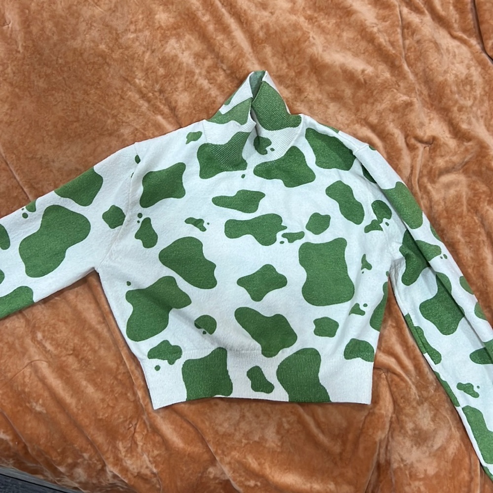 Cow Print Crop Top - Zara